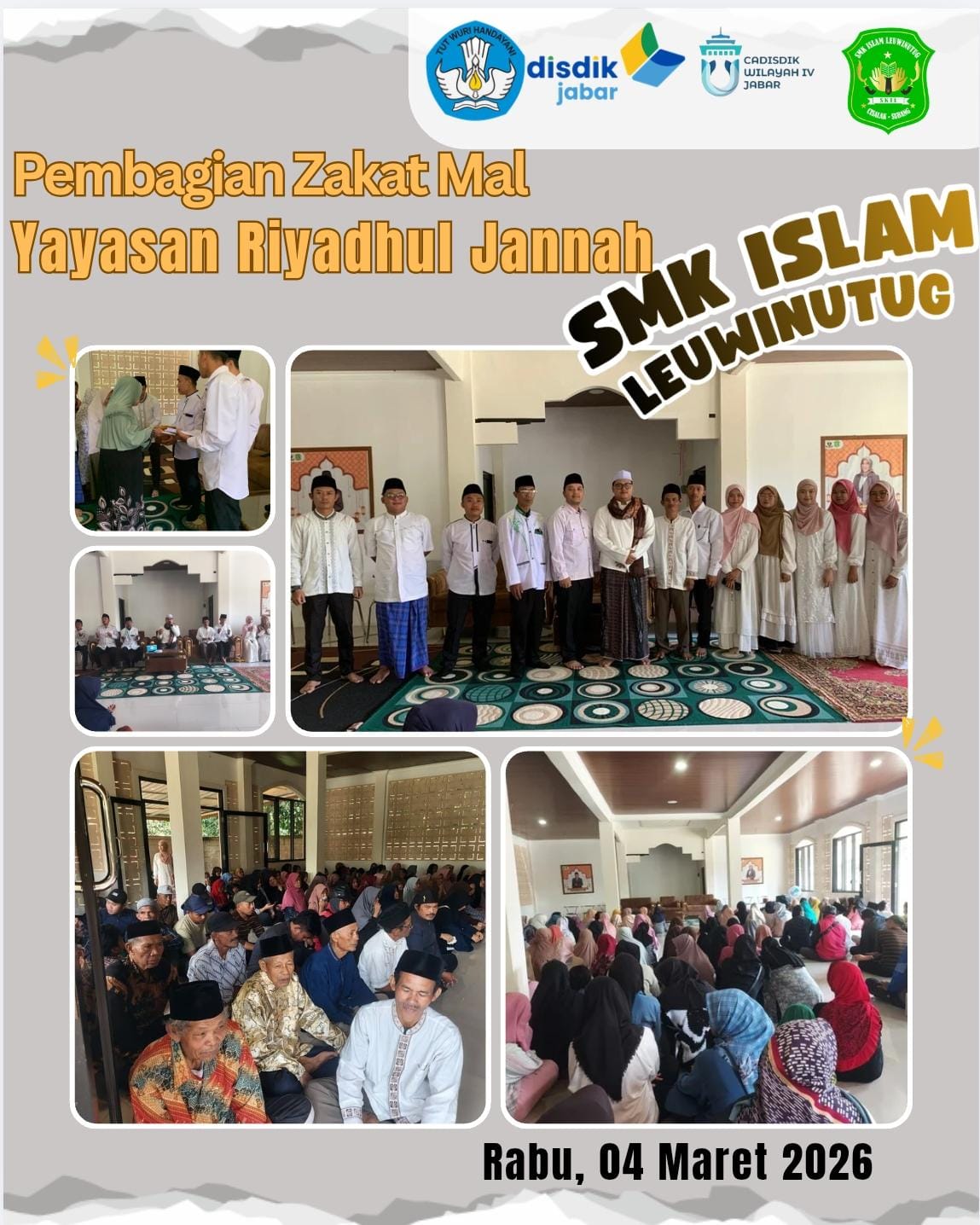 Wujudkan Kepedulian di lingkungan SMP & SMK ISLAM LEUWINUTUG, Yayasan Riyadhul Jannah Salurkan Zakat Mal bagi Ratusan Wali Murid dan Warga / Masyarakat.